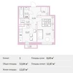 Планировка 1-комнатной квартиры, 32,84 м2
