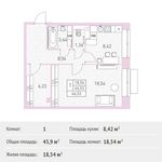 Планировка 1-комнатной квартиры, 45,9 м2