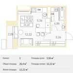 Планировка квартиры студии, 26,4 м2