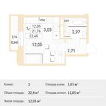 Планировка квартиры студии, 22,4 м2