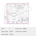 Планировка 1-комнатной квартиры, 32,6 м2