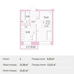 Планировка 1-комнатной квартиры, 31,96 м2