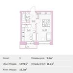 Планировка 1-комнатной квартиры, 32,91 м2