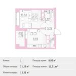 Планировка 1-комнатной квартиры, 31,33 м2