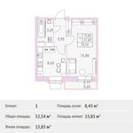 Планировка 1-комнатной квартиры, 32,54 м2