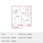Планировка 1-комнатной квартиры, 32,56 м2
