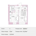 Планировка 1-комнатной квартиры, 33 м2