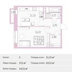 Планировка 1-комнатной квартиры, 37,1 м2