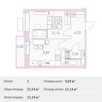 Планировка 1-комнатной квартиры, 32,34 м2