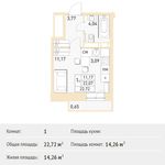 Планировка квартиры студии, 22,72 м2