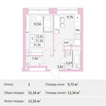 Планировка 1-комнатной квартиры, 31,36 м2