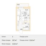 Планировка квартиры студии, 19,7 м2