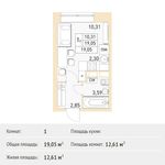 Планировка квартиры студии, 19,05 м2