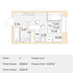 Планировка квартиры студии, 19,68 м2