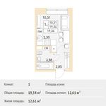 Планировка квартиры студии, 19,34 м2