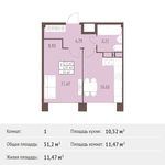 Планировка 1-комнатной квартиры, 31,2 м2