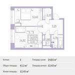 Планировка 1-комнатной квартиры, 42,2 м2