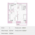 Планировка 1-комнатной квартиры, 32,57 м2