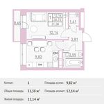 Планировка 1-комнатной квартиры, 31,38 м2