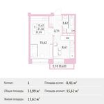 Планировка 1-комнатной квартиры, 31,99 м2