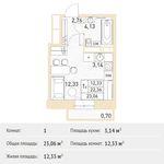 Планировка квартиры студии, 23,06 м2