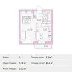 Планировка 1-комнатной квартиры, 32,8 м2