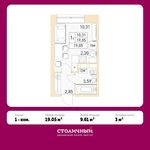 Планировка квартиры студии, 19,05 м2