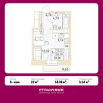 Планировка квартиры студии, 23 м2