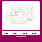 Планировка квартиры студии, 22,2 м2
