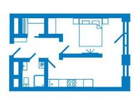 Планировка 1-комнатной квартиры, 40,5 м2