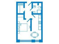 Планировка 1-комнатной квартиры, 40,7 м2