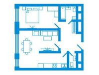 Планировка 2-комнатной квартиры, 61,6 м2