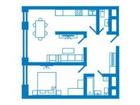 Планировка 2-комнатной квартиры, 61,4 м2