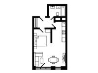 Планировка 1-комнатной квартиры, 47,5 м2