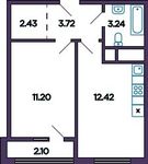 Планировка 1-комнатной квартиры, 34,13 м2