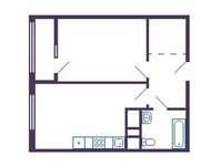 Планировка 1-комнатной квартиры, 33,85 м2