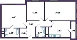 Планировка 1-комнатной квартиры, 35,03 м2