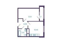 Планировка 2-комнатной квартиры, 31,61 м2