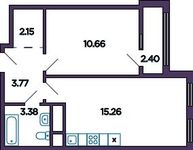Планировка 2-комнатной квартиры, 36,44 м2