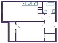 Планировка 2-комнатной квартиры, 36,52 м2
