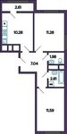 Планировка 2-комнатной квартиры, 46,3 м2