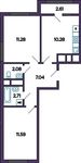 Планировка 2-комнатной квартиры, 46,32 м2