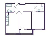 Планировка 2-комнатной квартиры, 50,05 м2