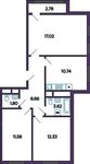 Планировка 3-комнатной квартиры, 67,18 м2