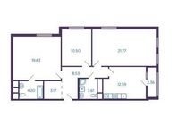 Планировка 3-комнатной квартиры, 86,78 м2
