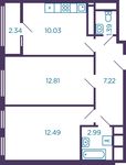 Планировка 2-комнатной квартиры, 48,1 м2