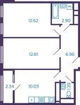 Планировка 2-комнатной квартиры, 47,88 м2