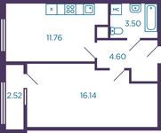 Планировка 1-комнатной квартиры, 36,2 м2
