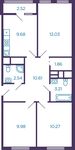 Планировка 3-комнатной квартиры, 60,1 м2