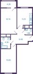 Планировка 2-комнатной квартиры, 61,61 м2